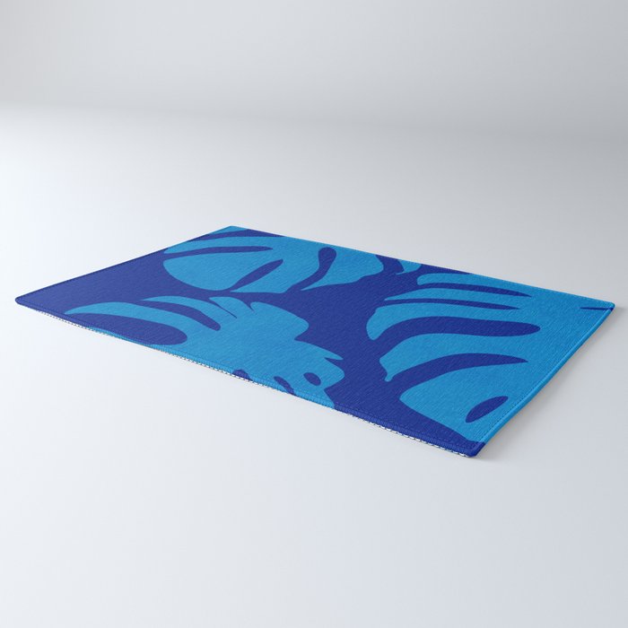 night monstera blue summer plant leaves Rug Gallery Image 3