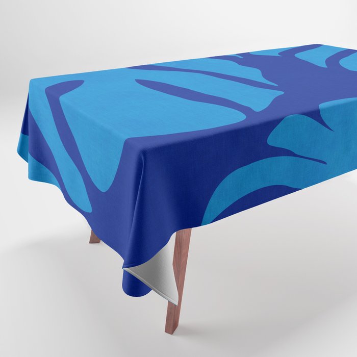 night monstera blue summer plant leaves Tablecloth Gallery Image 1