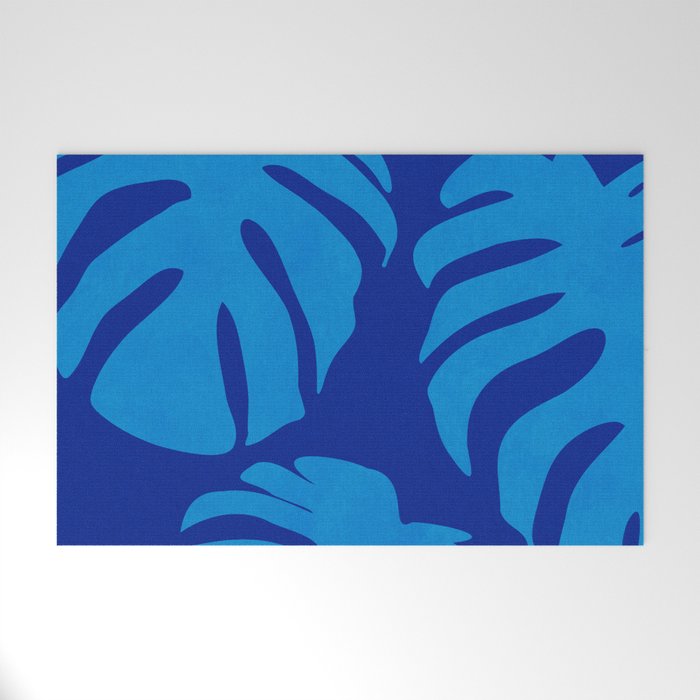night monstera blue summer plant leaves Welcome Mat Gallery Image 1
