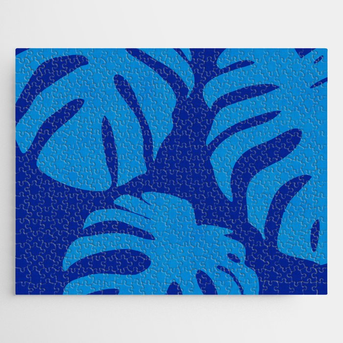 night monstera blue summer plant leaves Jigsaw Puzzle Gallery Image 1