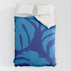 night monstera blue summer plant leaves Comforter Gallery Image 6
