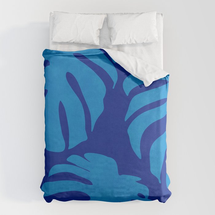 night monstera blue summer plant leaves Duvet Cover Gallery Image 6