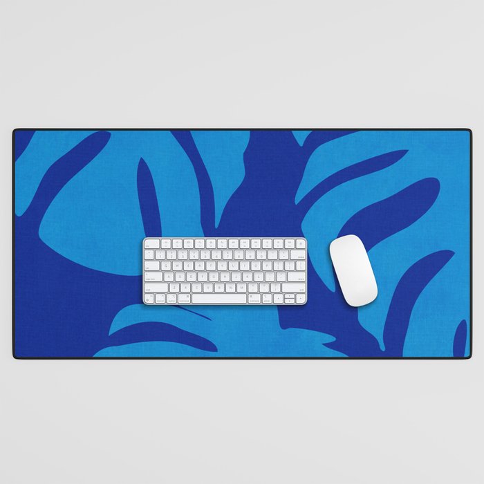 night monstera blue summer plant leaves Desk Mat Gallery Image 1