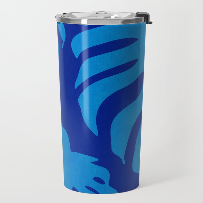 night monstera blue summer plant leaves Travel Mug Gallery Image 2