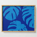 night monstera blue summer plant leaves Serving Tray Gallery Image 1