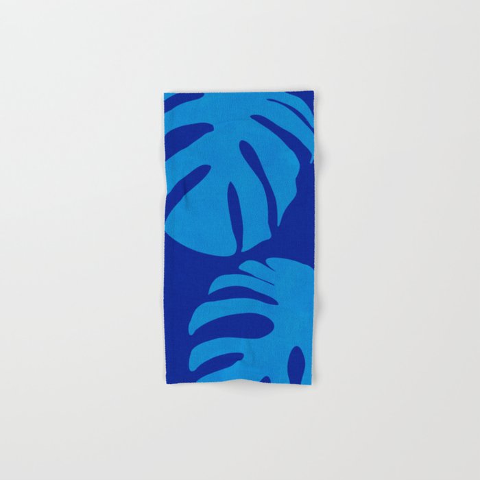 night monstera blue summer plant leaves Bath Towel Gallery Image 1