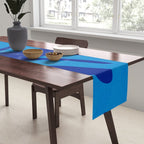 night monstera blue summer plant leaves Table Runner Gallery Image 2