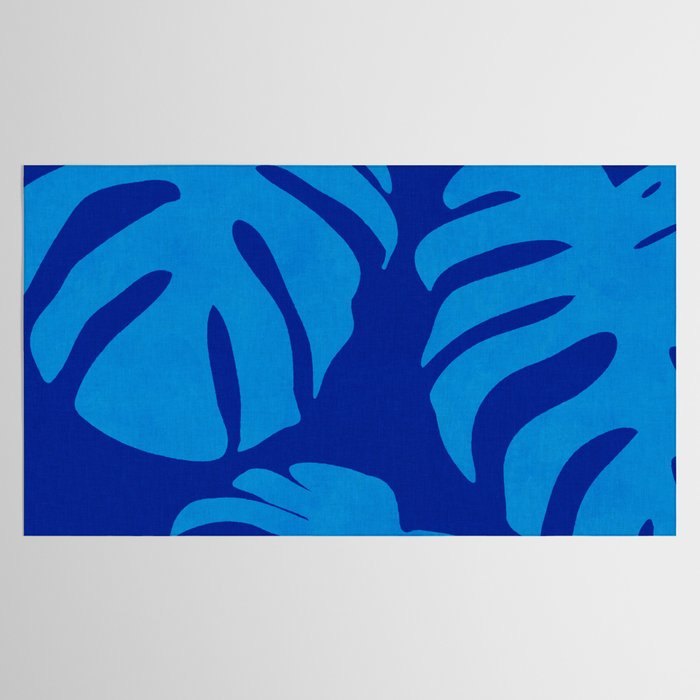 night monstera blue summer plant leaves Tablecloth Gallery Image 2