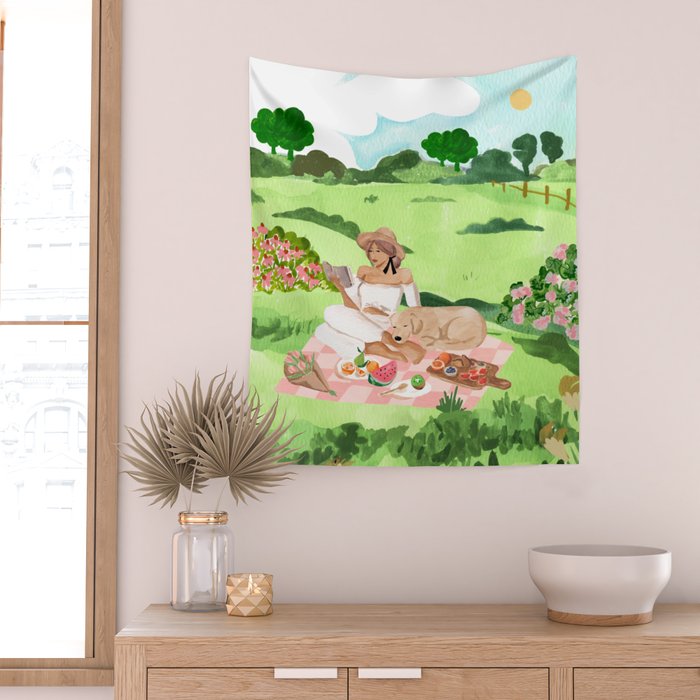 Picnic with Pup Wall Tapestry Gallery Image 2