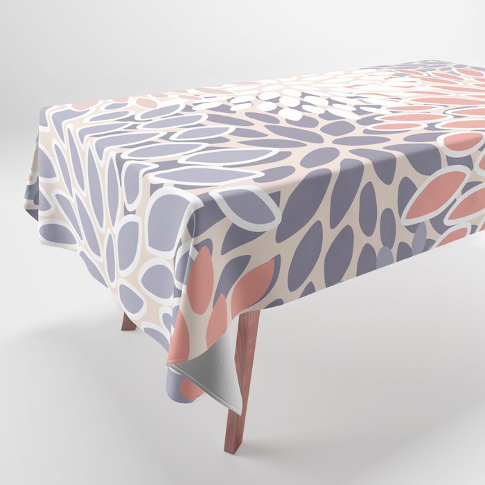  Modern Flowers Print, Coral, Pink and Purple Tablecloth Gallery Image 1