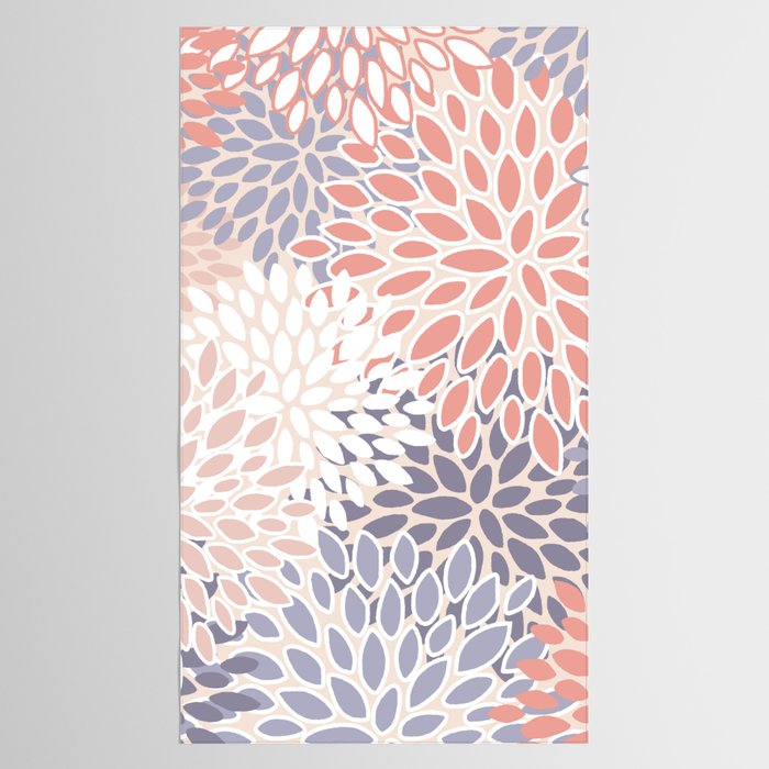  Modern Flowers Print, Coral, Pink and Purple Tablecloth Gallery Image 2