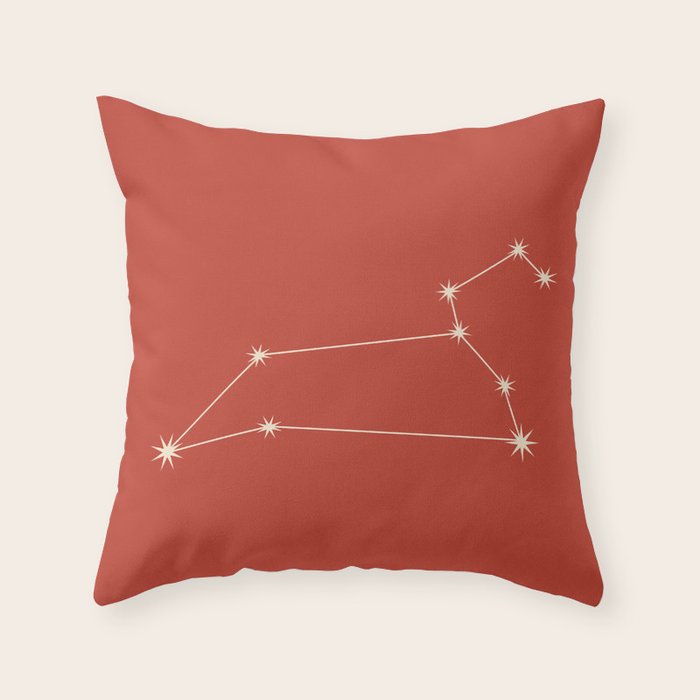 Leo Zodiac Star Constellation Line Art Red Throw Pillow Gallery Image 6