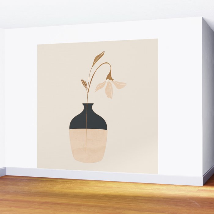 Minimal Abstract Art Vase Flower 3a Wall Mural Gallery Image 2