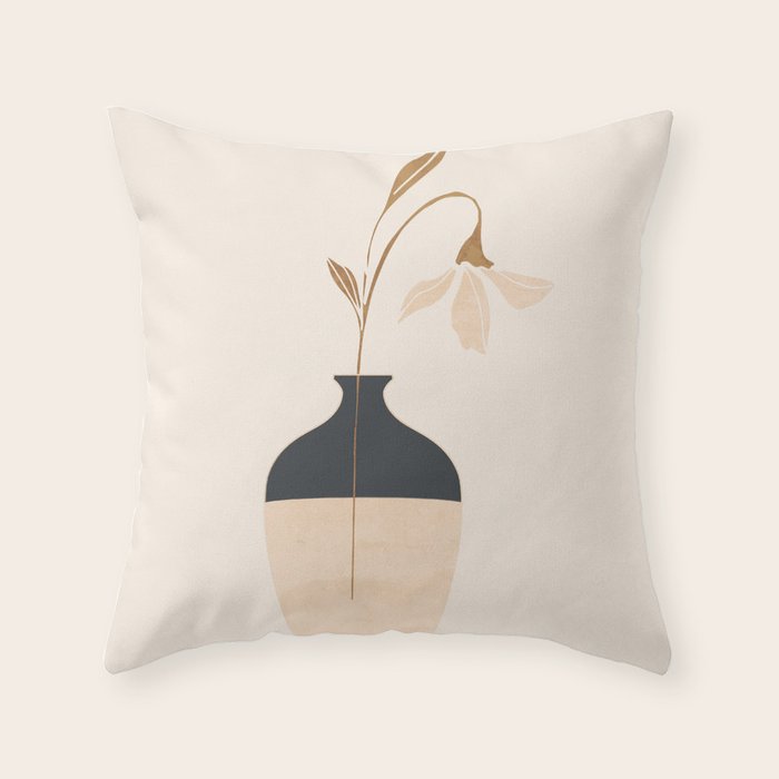 Minimal Abstract Art Vase Flower 3a Throw Pillow Gallery Image 6