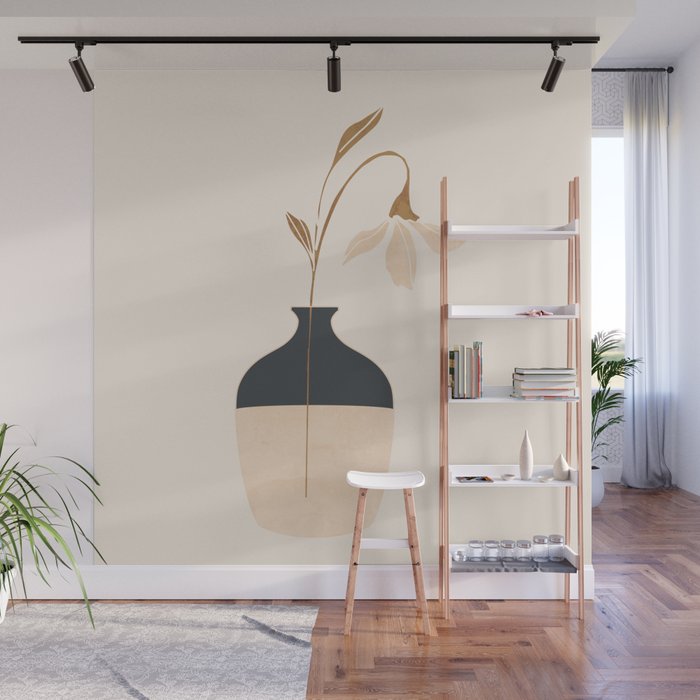 Minimal Abstract Art Vase Flower 3a Wall Mural Gallery Image 1