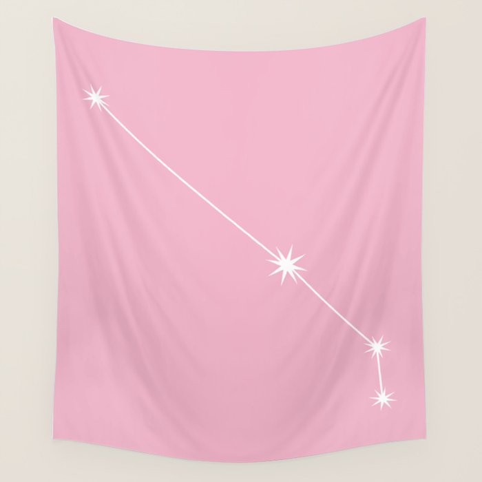 Aries Zodiac Star Constellation Line Art Soft Pink Wall Tapestry Gallery Image 1