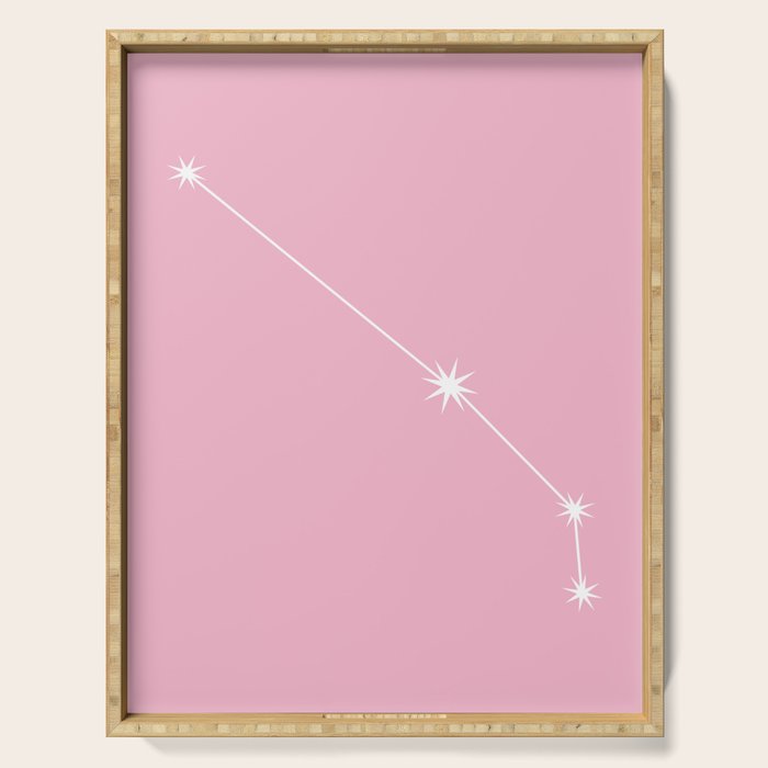 Aries Zodiac Star Constellation Line Art Soft Pink Serving Tray Gallery Image 1