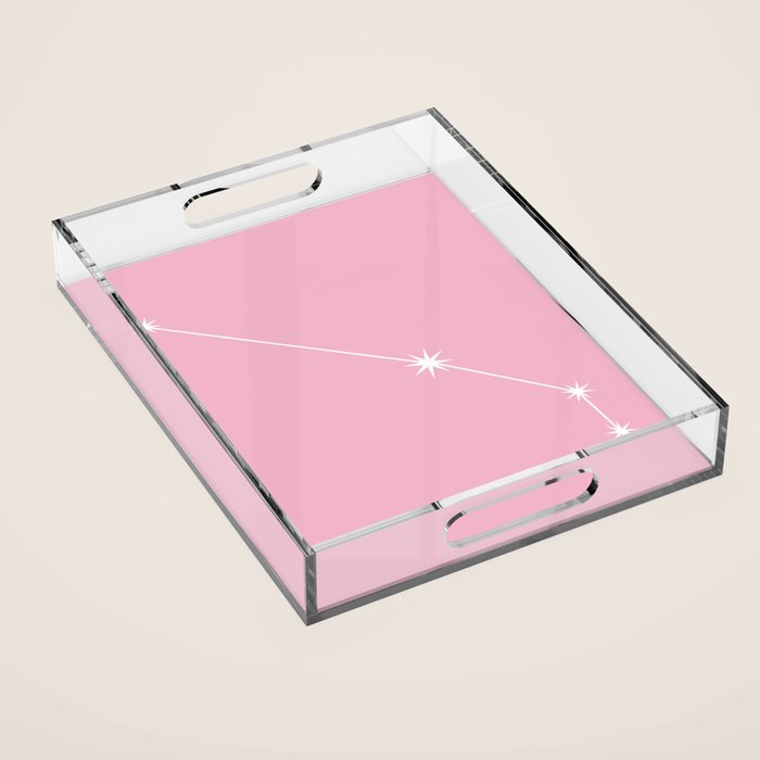 Aries Zodiac Star Constellation Line Art Soft Pink Acrylic Tray Gallery Image 1