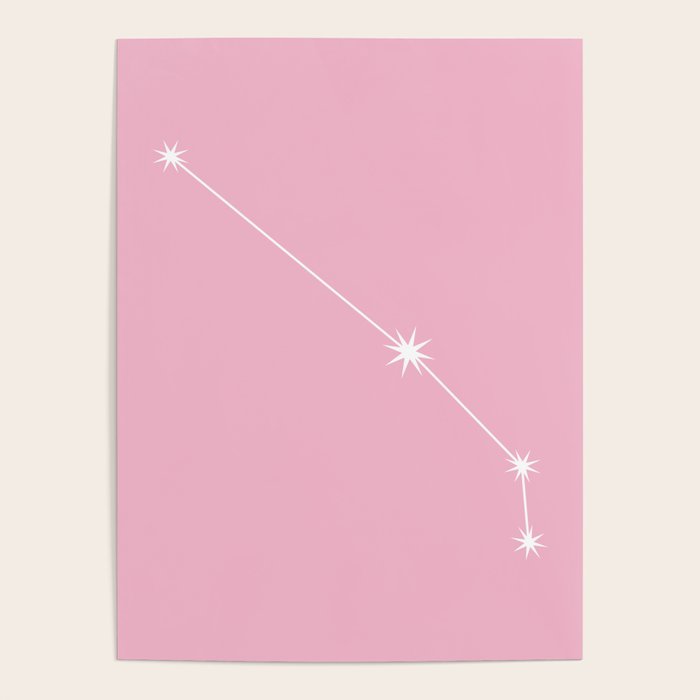 Aries Zodiac Star Constellation Line Art Soft Pink Poster Gallery Image 4