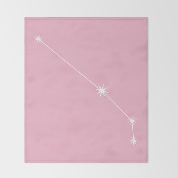 Aries Zodiac Star Constellation Line Art Soft Pink Throw Blanket Gallery Image 2