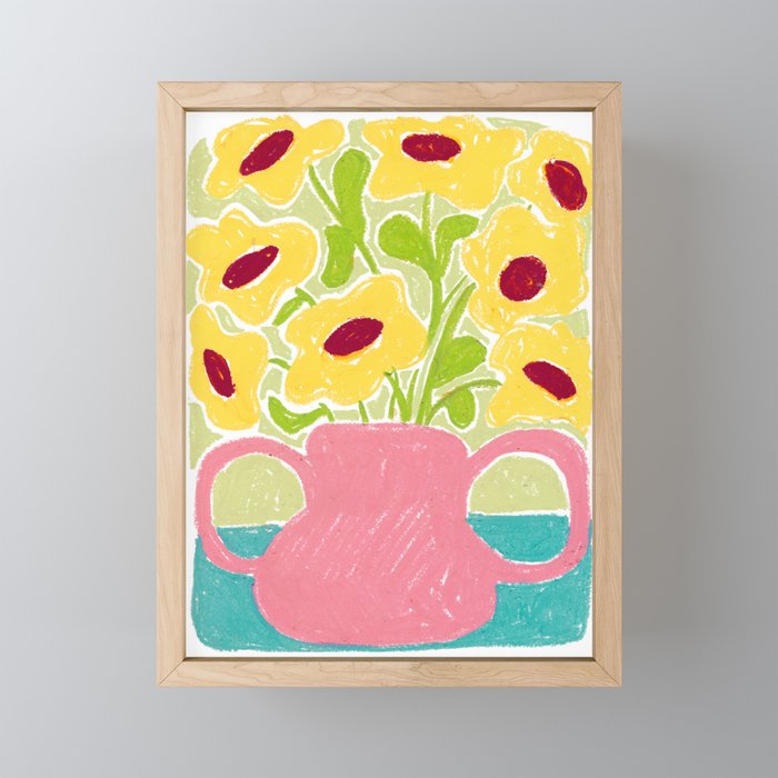 Yellow Flowers in a Vase Mini Art Print Gallery Image 1