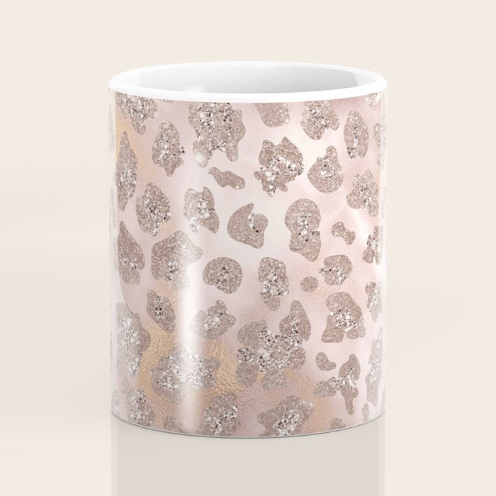 Rosegold Blush Leopard Glitter   Coffee Mug Gallery Image 4