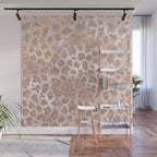 Rosegold Blush Leopard Glitter   Wall Mural Gallery Image 1