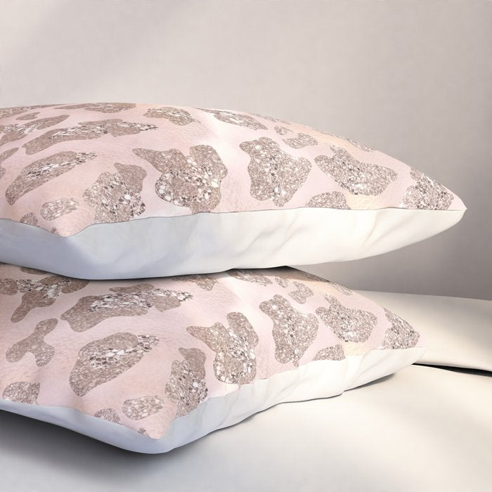 Rosegold Blush Leopard Glitter   Pillow Sham Gallery Image 3