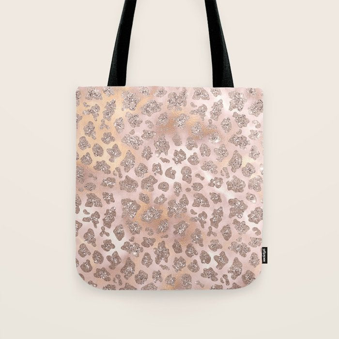 Rosegold Blush Leopard Glitter   Tote Bag Gallery Image 1
