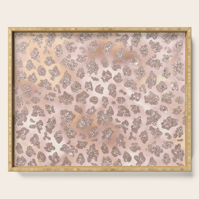 Rosegold Blush Leopard Glitter   Serving Tray Gallery Image 1