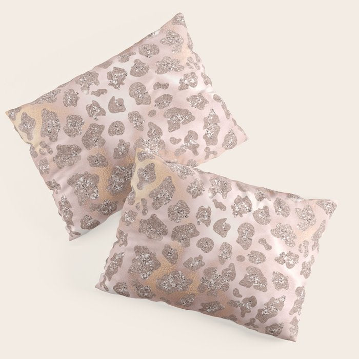 Rosegold Blush Leopard Glitter   Pillow Sham Gallery Image 1