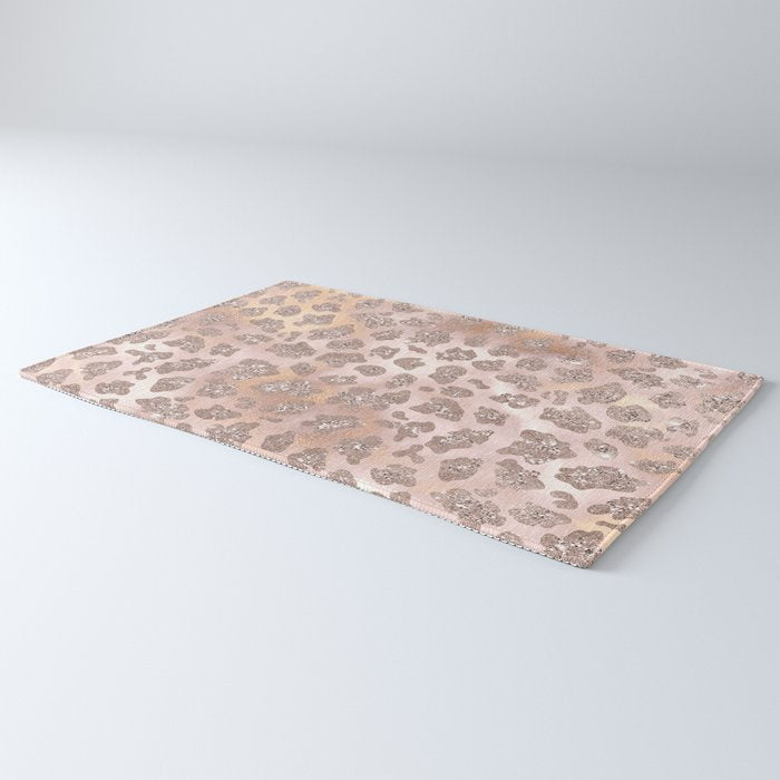 Rosegold Blush Leopard Glitter   Rug Gallery Image 3
