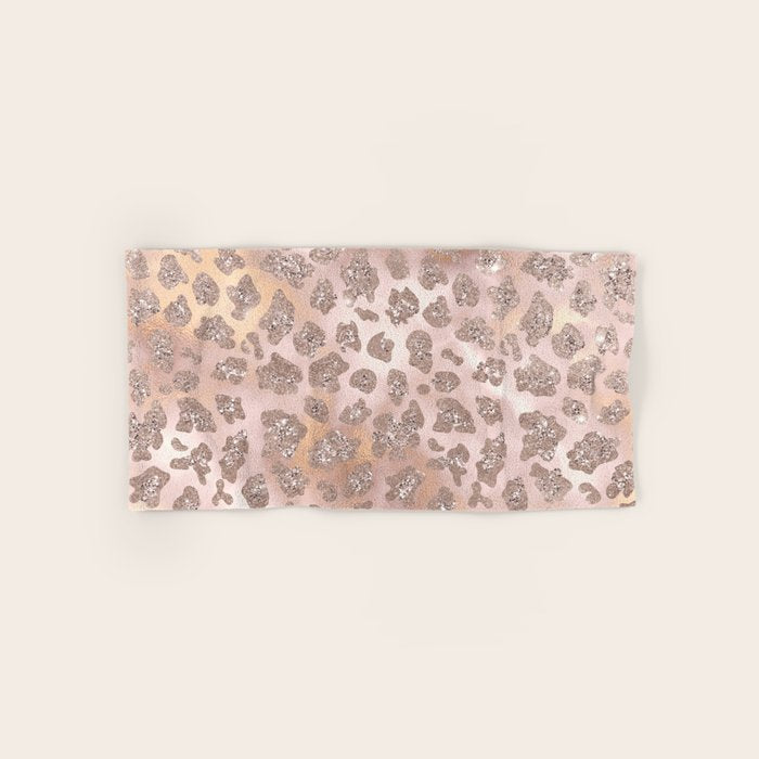 Rosegold Blush Leopard Glitter   Bath Towel Gallery Image 1