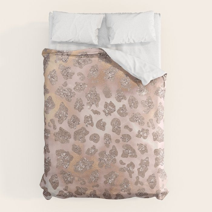 Rosegold Blush Leopard Glitter   Duvet Cover Gallery Image 1