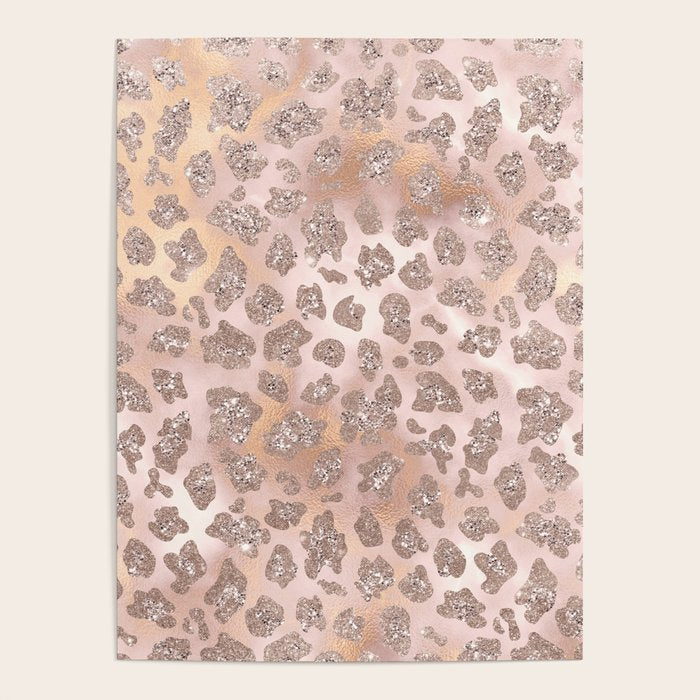 Rosegold Blush Leopard Glitter   Poster Gallery Image 1