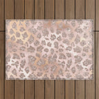 Rosegold Blush Leopard Glitter   Outdoor Rug Gallery Image 1