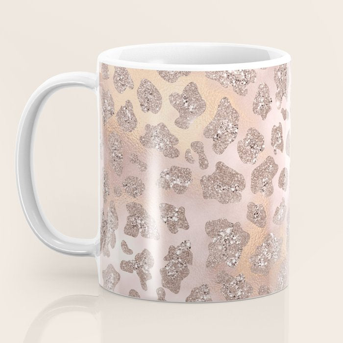 Rosegold Blush Leopard Glitter   Coffee Mug Gallery Image 3