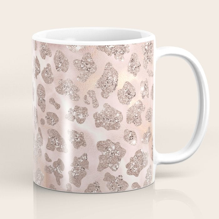 Rosegold Blush Leopard Glitter   Coffee Mug Gallery Image 1
