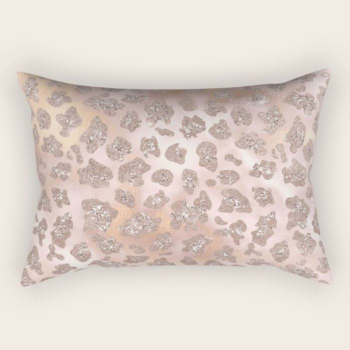Rosegold Blush Leopard Glitter   Rectangular Pillow Gallery Image 2