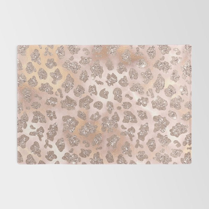 Rosegold Blush Leopard Glitter   Rug Gallery Image 2