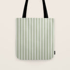Classic Double Stripe Pattern in Pale Gray and Sage Green Tote Bag Gallery Image 1