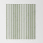 Classic Double Stripe Pattern in Pale Gray and Sage Green Throw Blanket Gallery Image 2