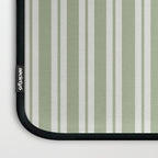 Classic Double Stripe Pattern in Pale Gray and Sage Green Laptop Sleeve Gallery Image 3