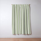 Classic Double Stripe Pattern in Pale Gray and Sage Green Window Curtain Gallery Image 3