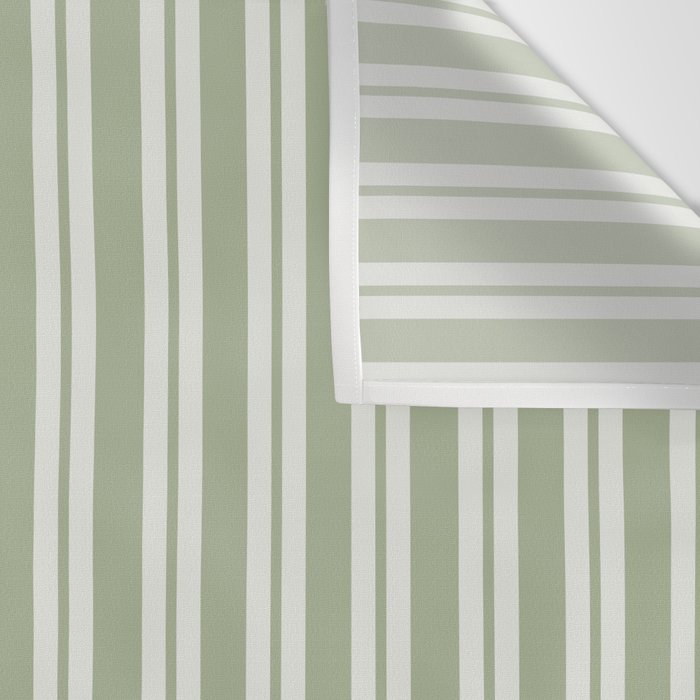 Classic Double Stripe Pattern in Pale Gray and Sage Green Wall Tapestry Gallery Image 3