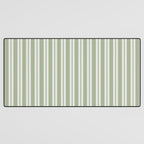 Classic Double Stripe Pattern in Pale Gray and Sage Green Desk Mat Gallery Image 3