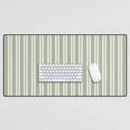 Classic Double Stripe Pattern in Pale Gray and Sage Green Desk Mat Gallery Image 1