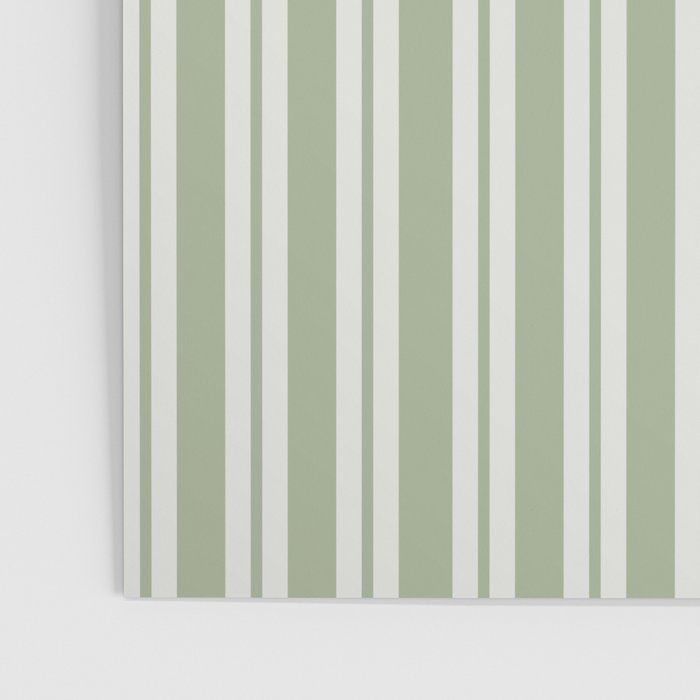 Classic Double Stripe Pattern in Pale Gray and Sage Green Poster Gallery Image 3