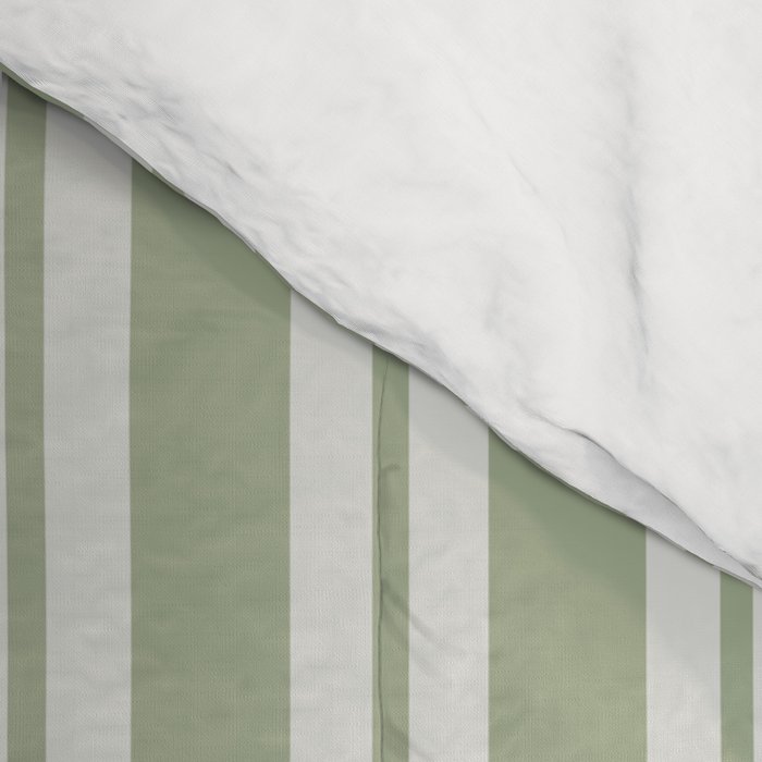 Classic Double Stripe Pattern in Pale Gray and Sage Green Comforter Gallery Image 4
