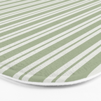 Classic Double Stripe Pattern in Pale Gray and Sage Green Bath Mat Gallery Image 3